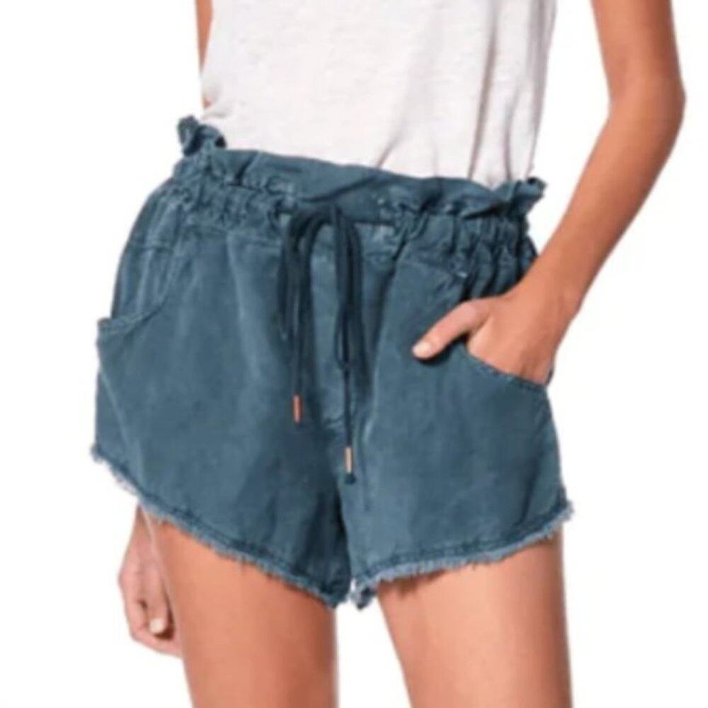 Young Fabulous and Broke Izzy Raw Edge Linen Blend Shorts M